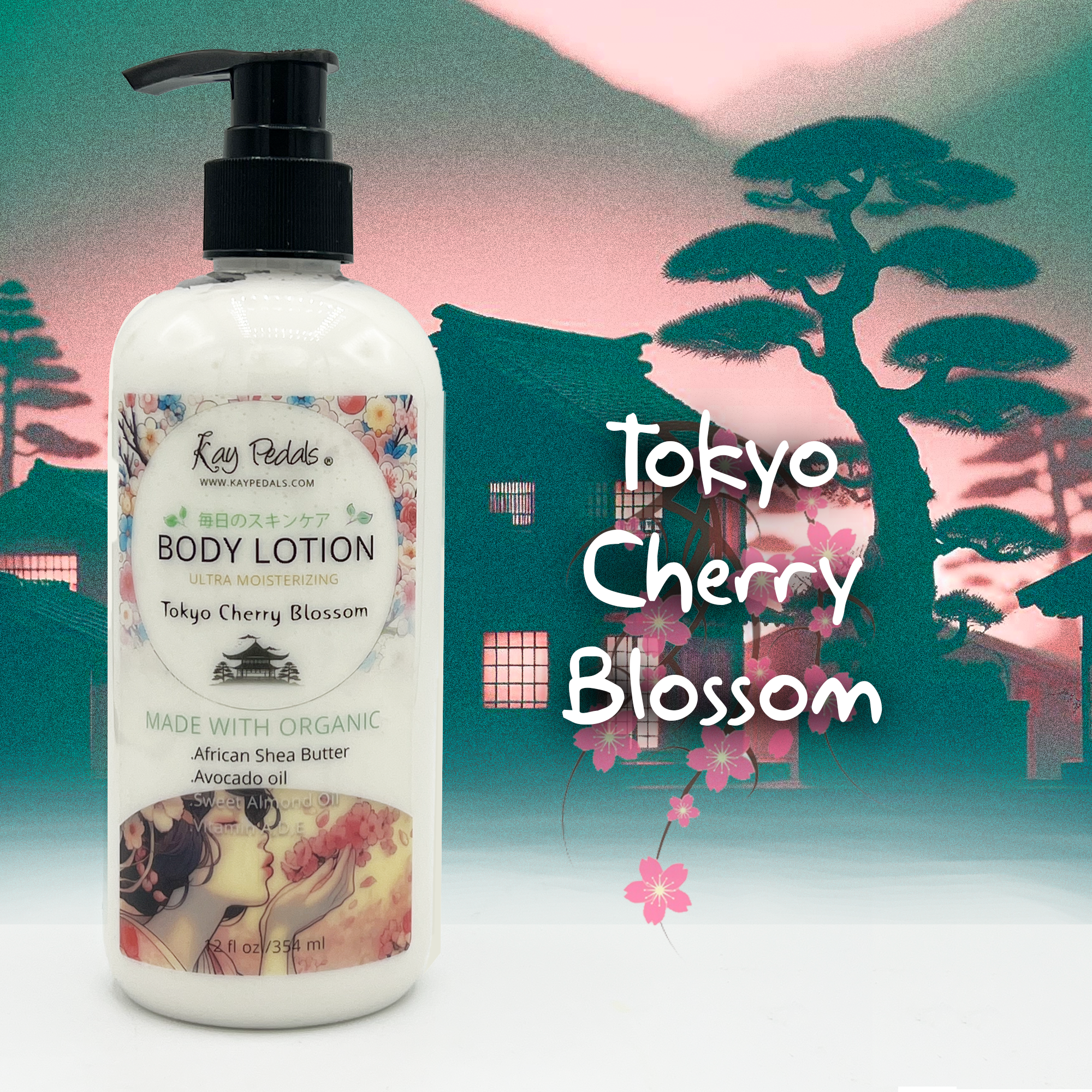 Tokyo Cherry Blossom Organic Body Lotion | Organic Body Cream | Shea Butter Lotion |  Almond Body Lotion | Fragrance Lotion